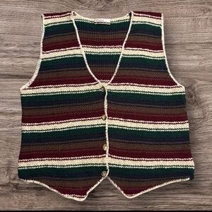 Vtg 90s Diana Marco Striped Sweater Vest